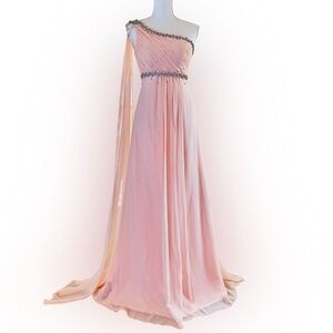 Elegant One Shoulder Pink Dress